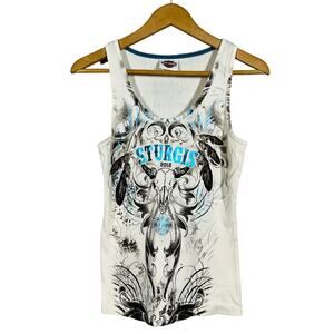 Harley Davidson 2012 Sturgis Tank All Over Print Badlands HD White Teal - L